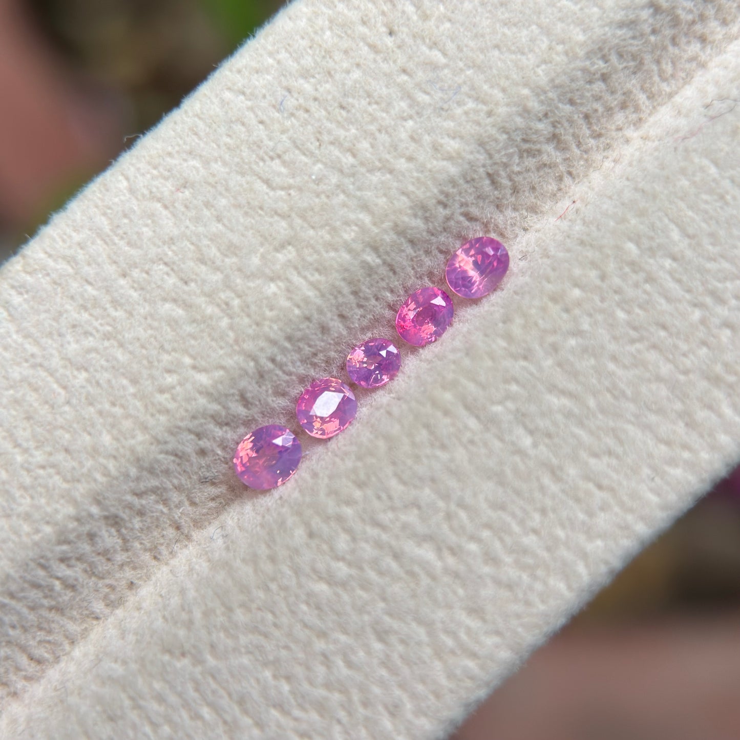 0.78 ct / 5Pcs Natural Pink  Milky Sapphire Viet Nam. Cushion Shape. No treatment.