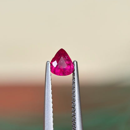 0.45 ct Natural Ruby Viet Nam. Pear Shape. No treatment.