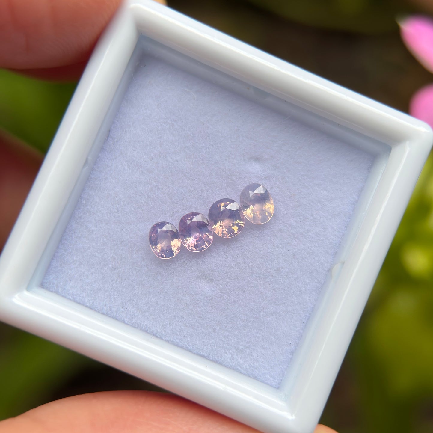 0.63ct / 4Pcs Natural Pinkish White Milky Sapphire Viet Nam. Cushion Shape. No treatment.