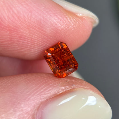 0,94ct Natural Orangish Red Tourmaline Vietnam. Emerald Shape. No Treatment, No Heat Tourmaline Luc Yen.