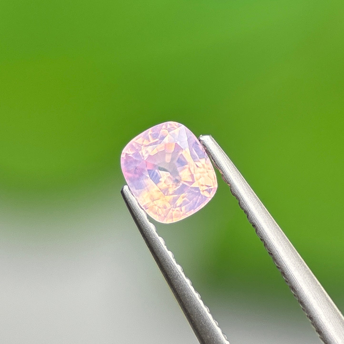 0.66 ct Natural Pinkish White Milky Sapphire Vietnam. Cushion Shape. No Treatment.