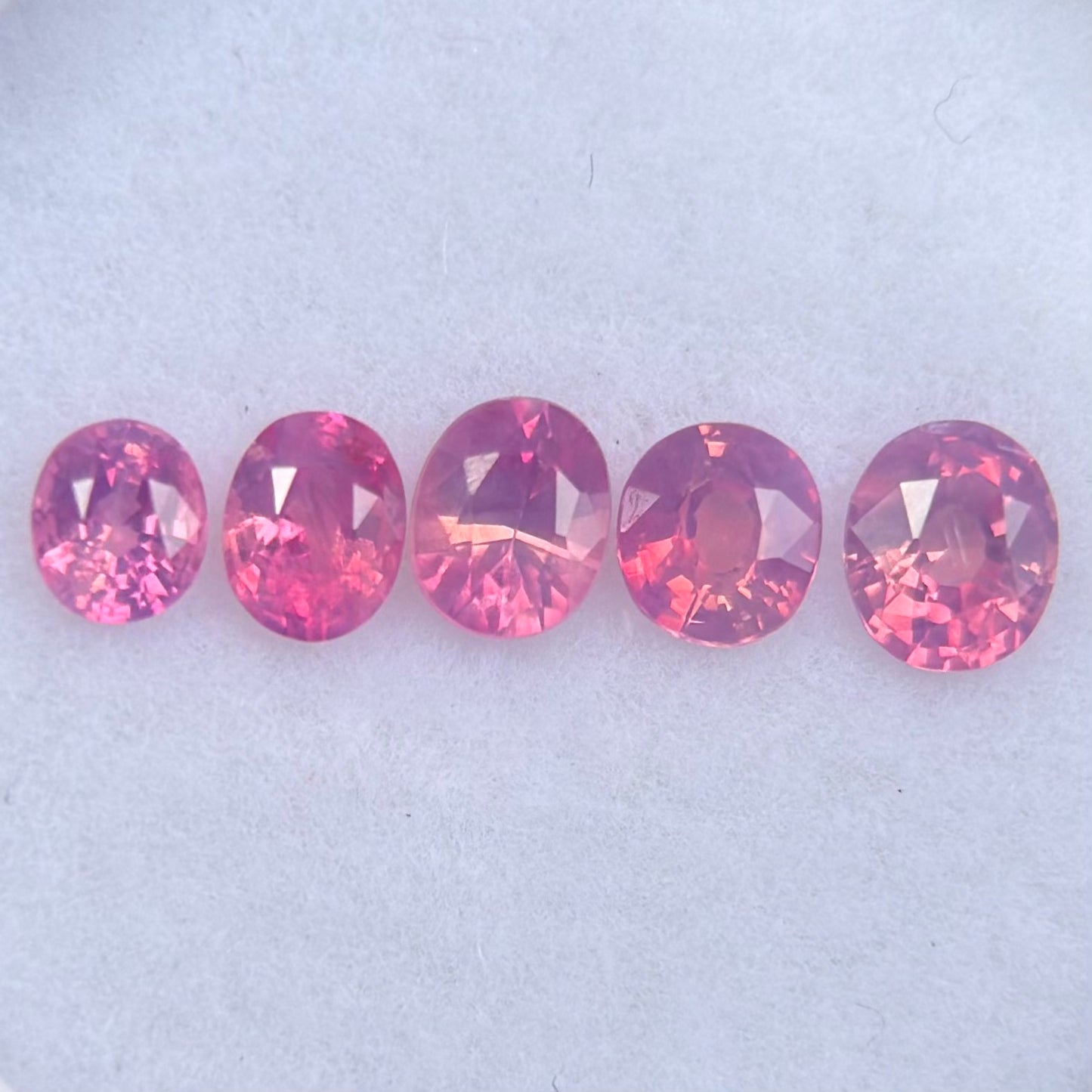 0.78 ct / 5Pcs Natural Pink  Milky Sapphire Viet Nam. Cushion Shape. No treatment.