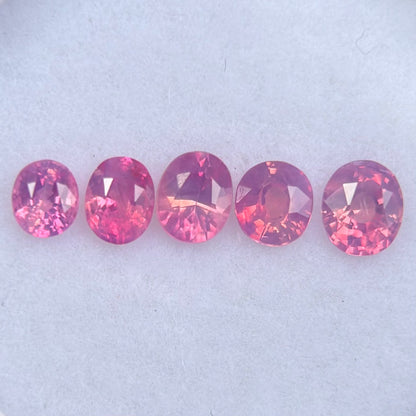 0.78 ct / 5Pcs Natural Pink  Milky Sapphire Viet Nam. Cushion Shape. No treatment.
