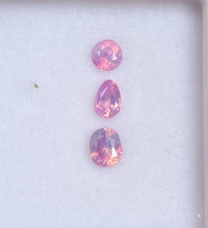 0.64ct/3Pcs Natural Pink Milky Sapphire Vietnam.