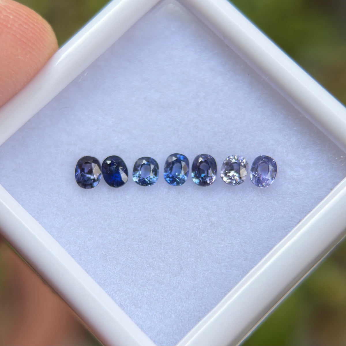 0,77ct/ 7Pcs Natural Blue Sapphire Viet Nam. Cushion Shape. No Treatment Sapphire Luc Yen.