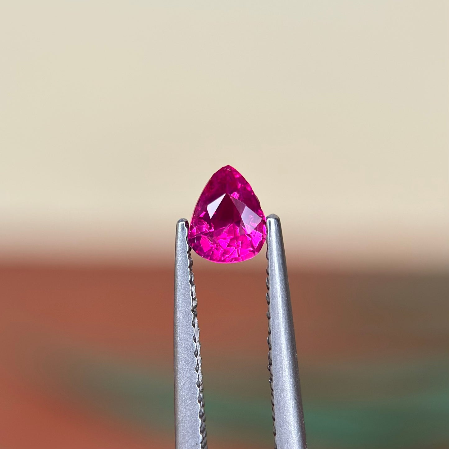 0.54 ct Natural Ruby Viet Nam. Pear Shape. No treatment.