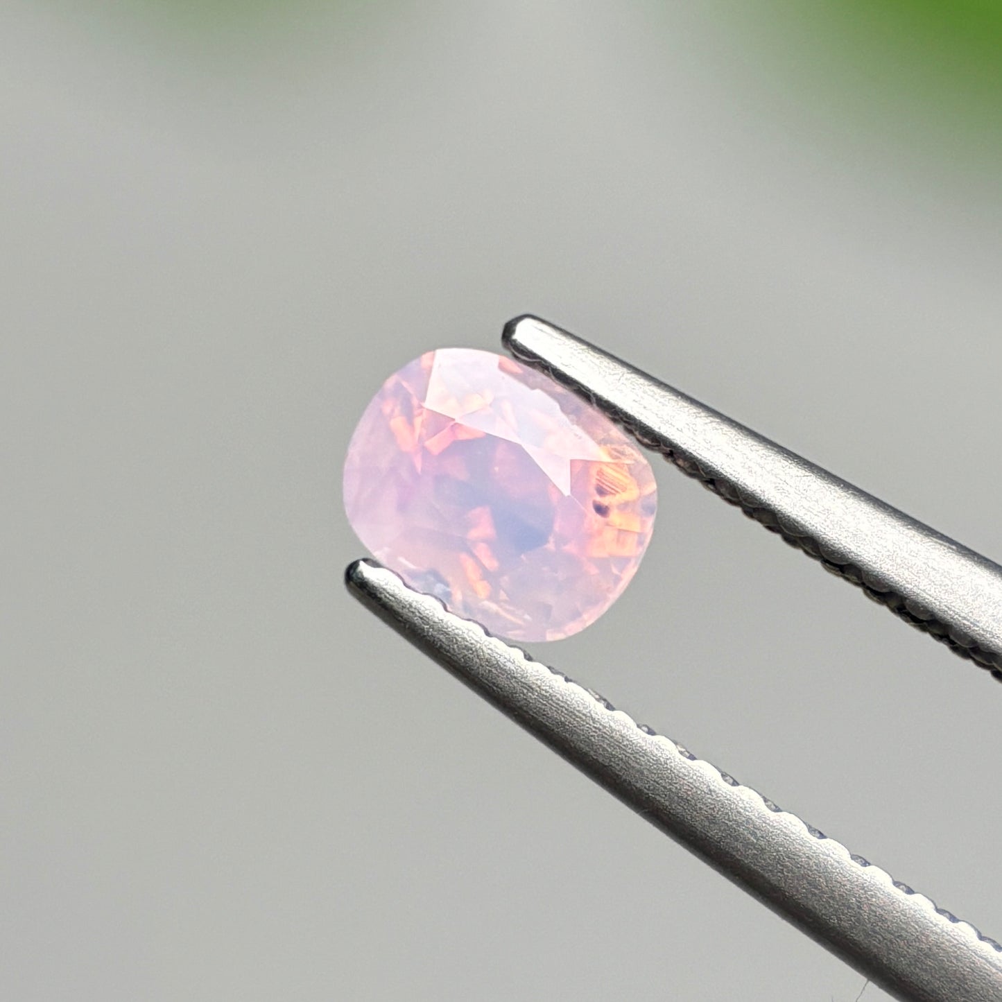 0.70 ct Natural Pinkish White Milky Sapphire Vietnam. Cushion Shape.