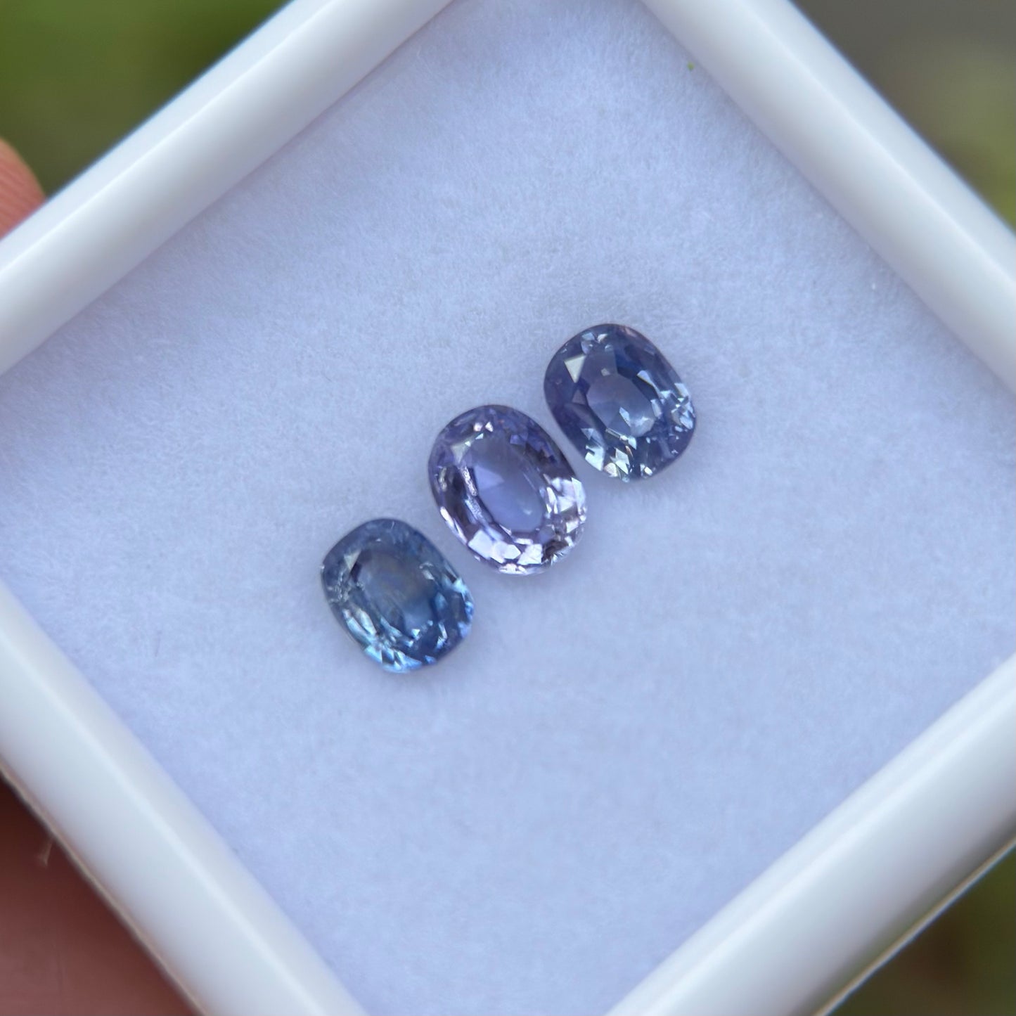 1,12ct/ 3Pcs Natural Blue Sapphire Viet Nam. Cushion Shape. No Treatment Sapphire Luc Yen.