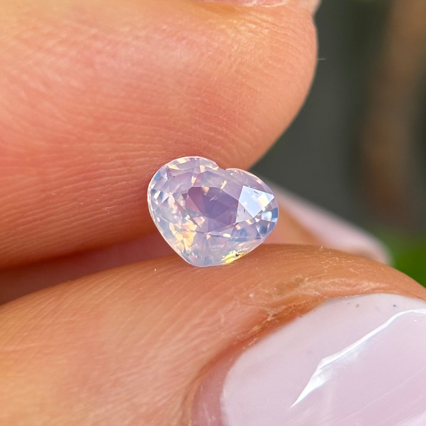 0.68ct Natural White Milky Sapphire Vietnam. Heart Shape. No Treatment.
