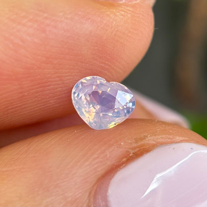 0.68ct Natural White Milky Sapphire Vietnam. Heart Shape. No Treatment.