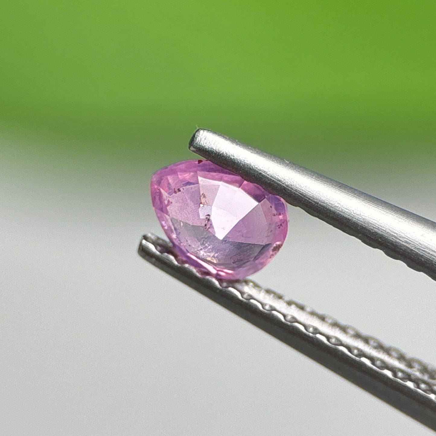 0.48 ct Natural Purplish Pink Milky Sapphire Vietnam. Pear Shape. No treatment.