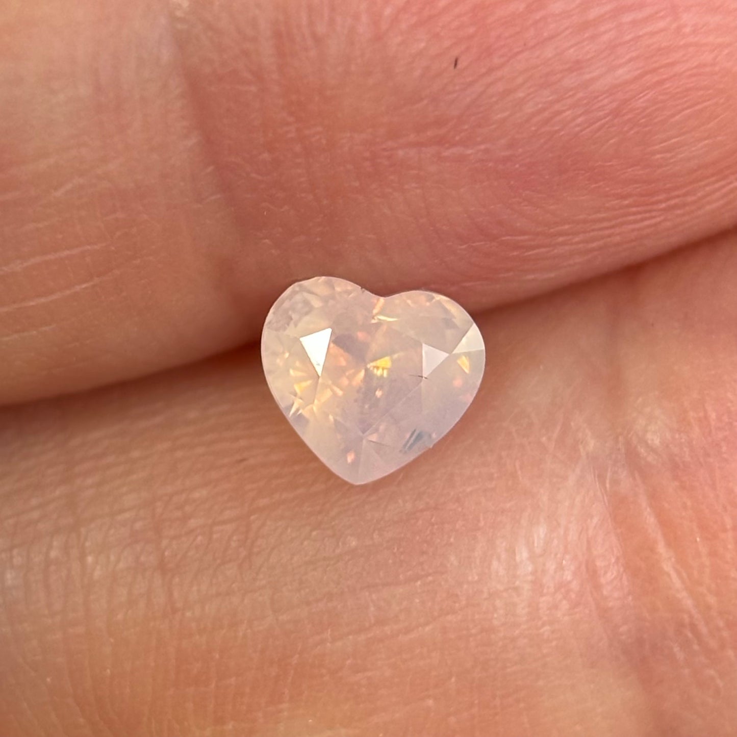 1.0ct Natural White Milky Sapphire Vietnam. Heart Shape. No Treatment.