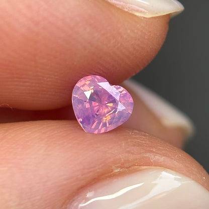 0.42 ct Natural Pink Milky Sapphire Vietnam. Heart Shape. No Treatment.