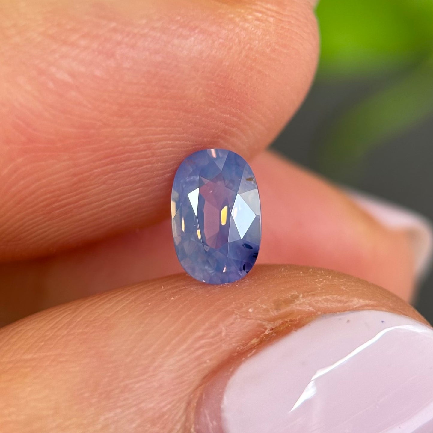 0.72ct Natural Purple - Blue Milky Sapphire Vietnam. Cushion Shape. No Treatment.