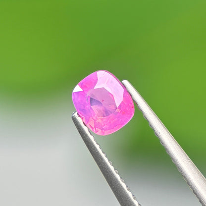 0.6 ct Natural Pink Milky Sapphire Vietnam. Cushion Shape. No Treatment.