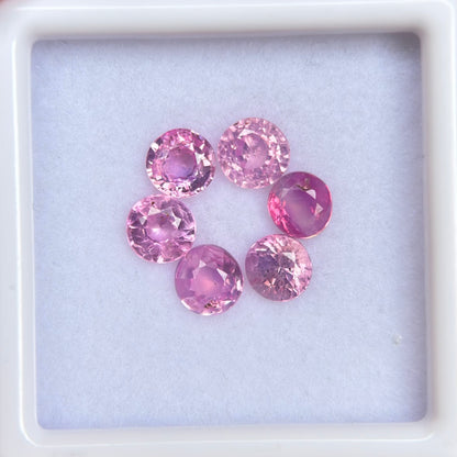 2.22ct/6Pcs Natural Pink Milky Sapphire Vietnam. Round Shape.