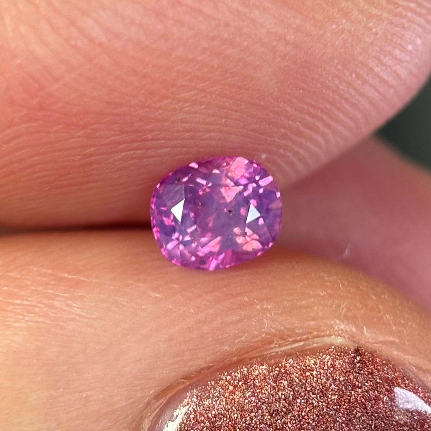 0.56 ct Natural Purple Milky Sapphire Vietnam. Cushion Shape. No Treatment.