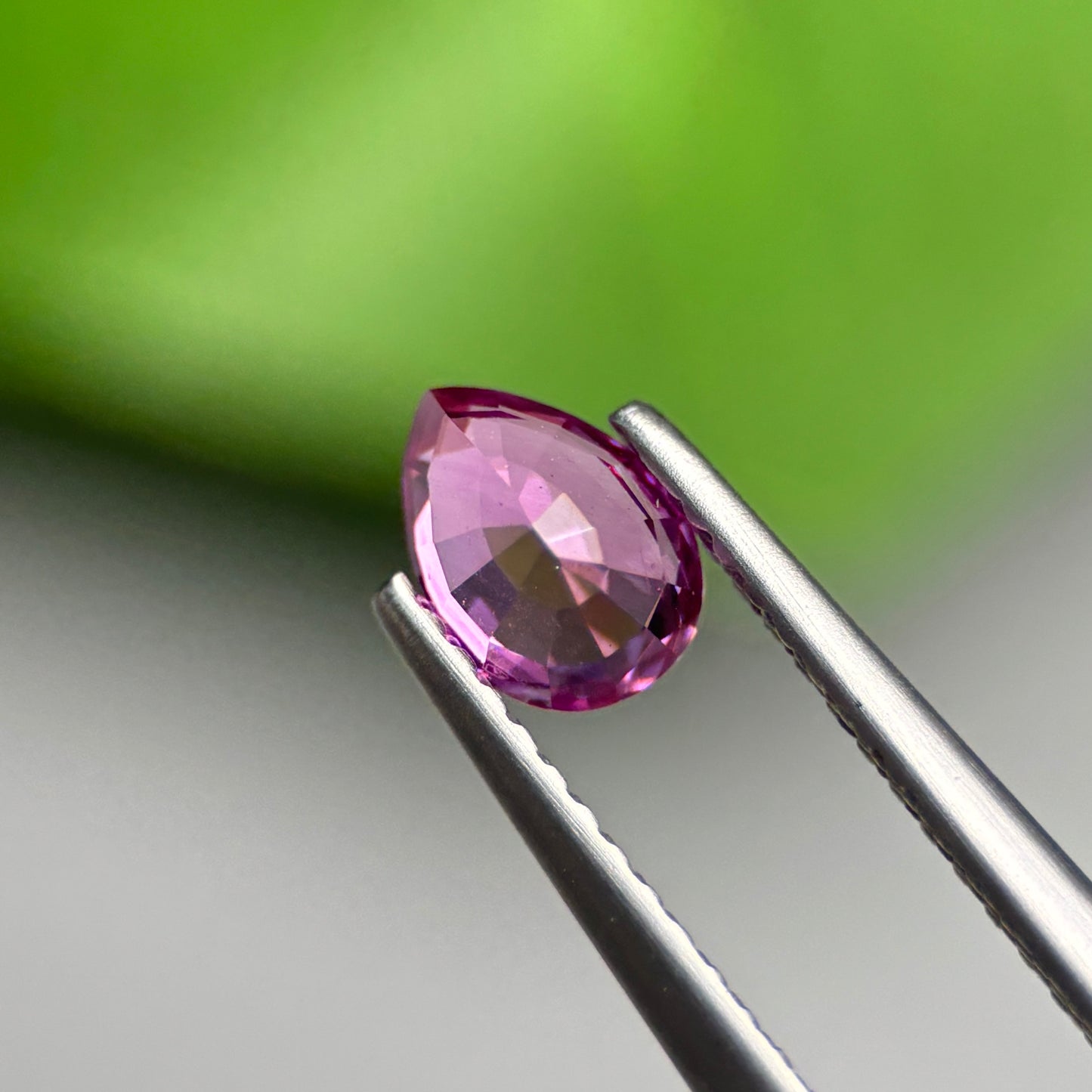 0.78 ct Natural Pinkish Purple Sapphire Vietnam. Pear Shape.