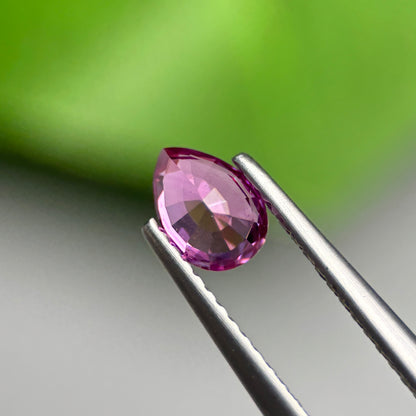 0.78 ct Natural Pinkish Purple Sapphire Vietnam. Pear Shape.
