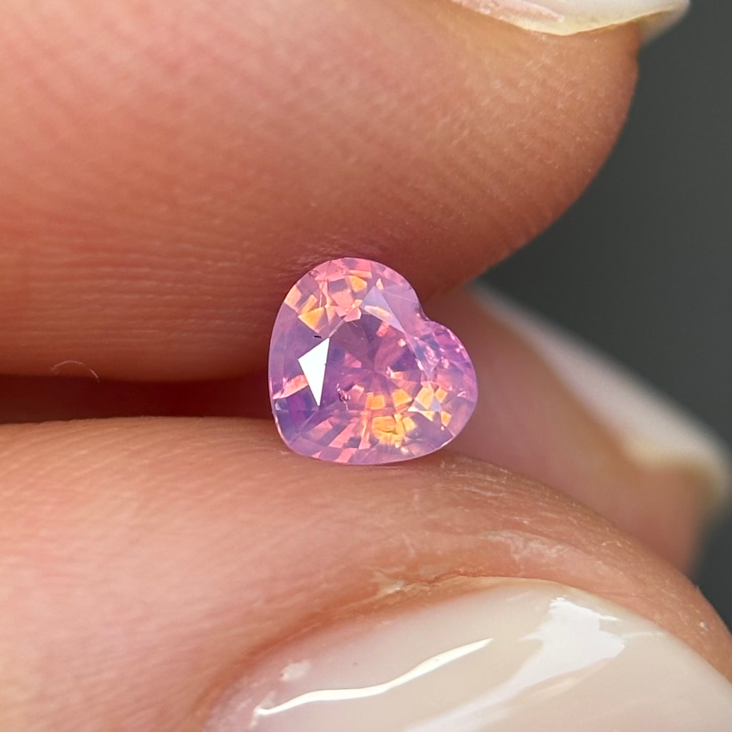 0.42 ct Natural Pink Milky Sapphire Vietnam. Heart Shape. No Treatment.
