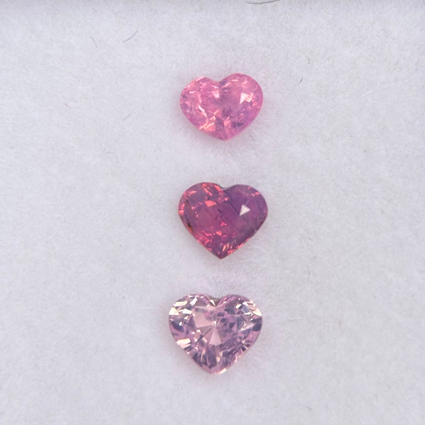 0.83ct/3Pcs Natural Pink Milky Sapphire Vietnam. Heart Shape.