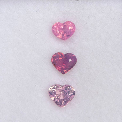0.83ct/3Pcs Natural Pink Milky Sapphire Vietnam. Heart Shape.