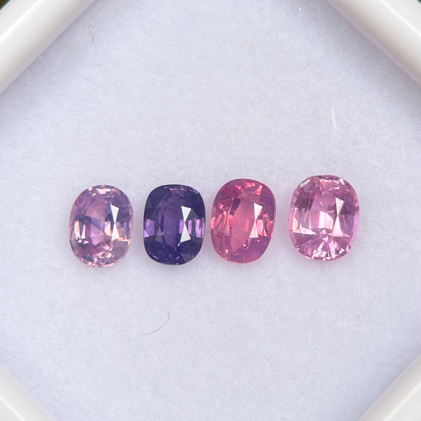 1.06ct/4Pcs Natural Mix Color Milky Sapphire Vietnam. Cushion Shape.