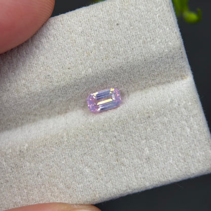 0.62 ct Natural Light Pink Milky Sapphire Vietnam. Emeral Shape. No Treatment.