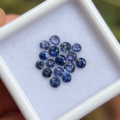 1,70ct/ 16Pcs Natural Blue Sapphire Viet Nam. Round Shape. No Treatment Sapphire Luc Yen.