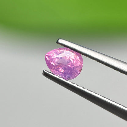 0.48 ct Natural Purplish Pink Milky Sapphire Vietnam. Pear Shape. No treatment.