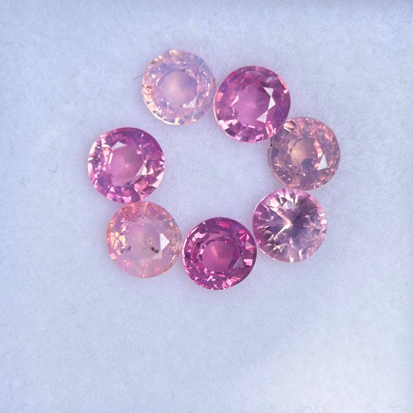 2.07ct/7Pcs Natural Pink Milky Sapphire Vietnam. Round Shape.