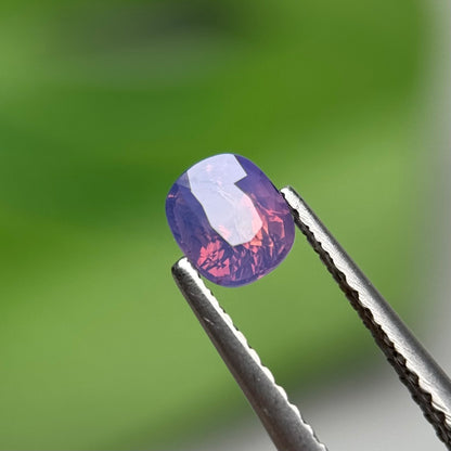 0.65 ct Natural Pinkish Purple Milky Sapphire Vietnam. Cushion Shape. No Treatment.