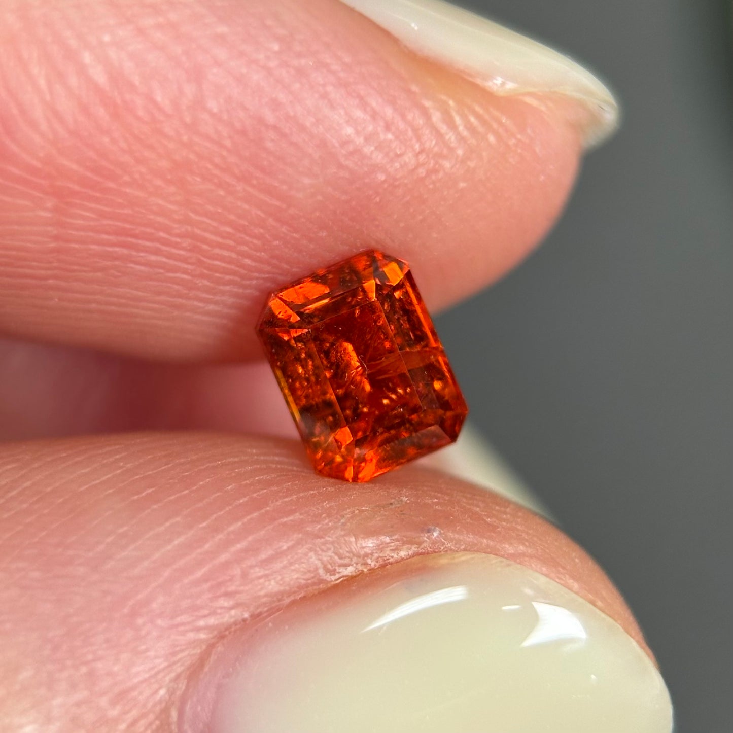 0,94ct Natural Orangish Red Tourmaline Vietnam. Emerald Shape. No Treatment, No Heat Tourmaline Luc Yen.