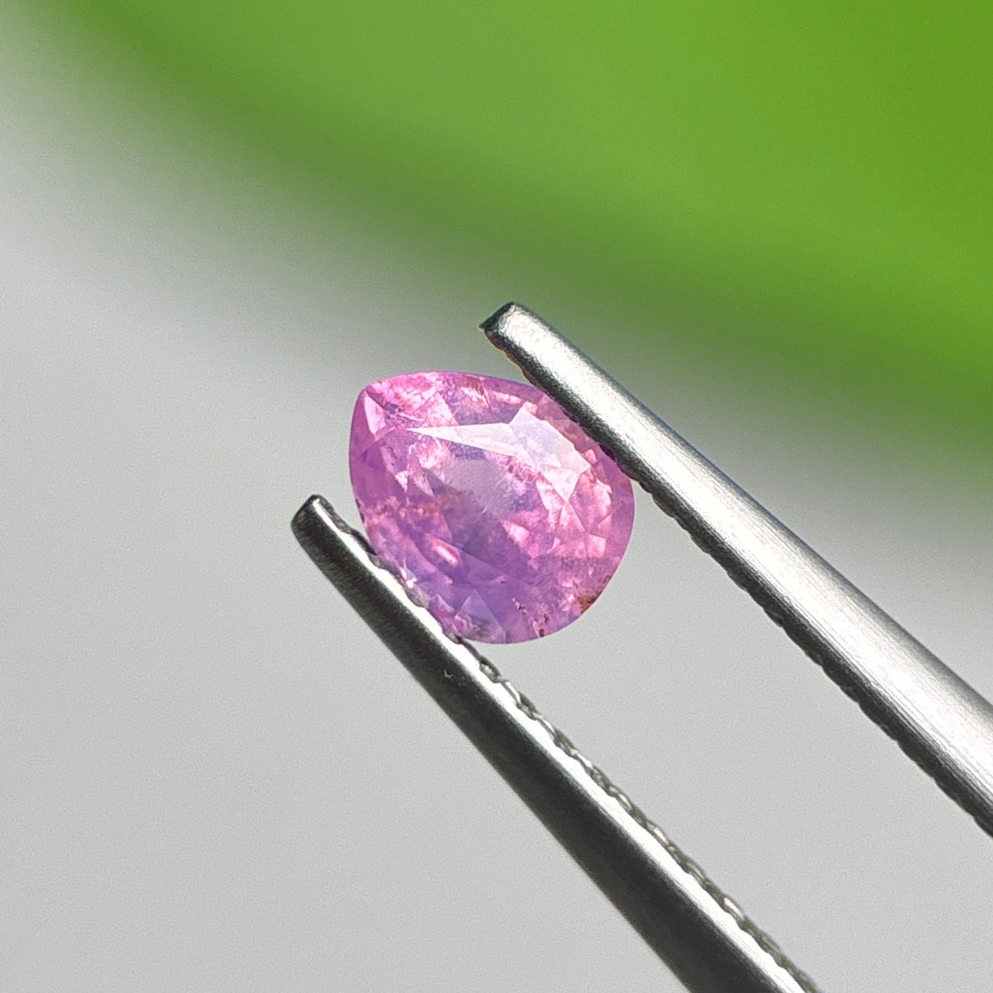 0.48 ct Natural Purplish Pink Milky Sapphire Vietnam. Pear Shape. No treatment.