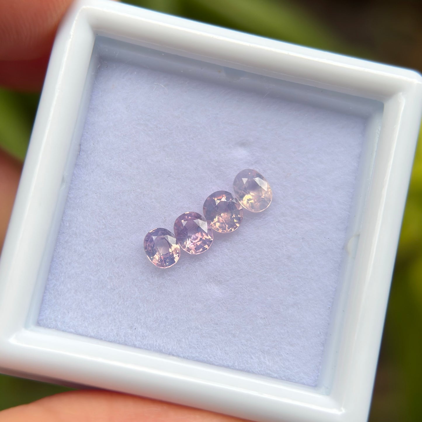 0.63ct / 4Pcs Natural Pinkish White Milky Sapphire Viet Nam. Cushion Shape. No treatment.
