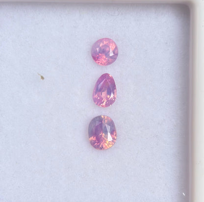 0.64ct/3Pcs Natural Pink Milky Sapphire Vietnam.