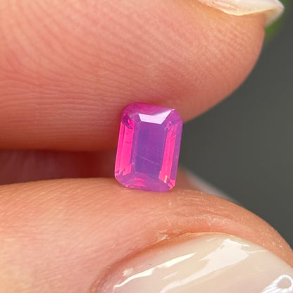 0.39 ct Natural Pink Milky Sapphire Vietnam. Emerald Shape. No Treatment.