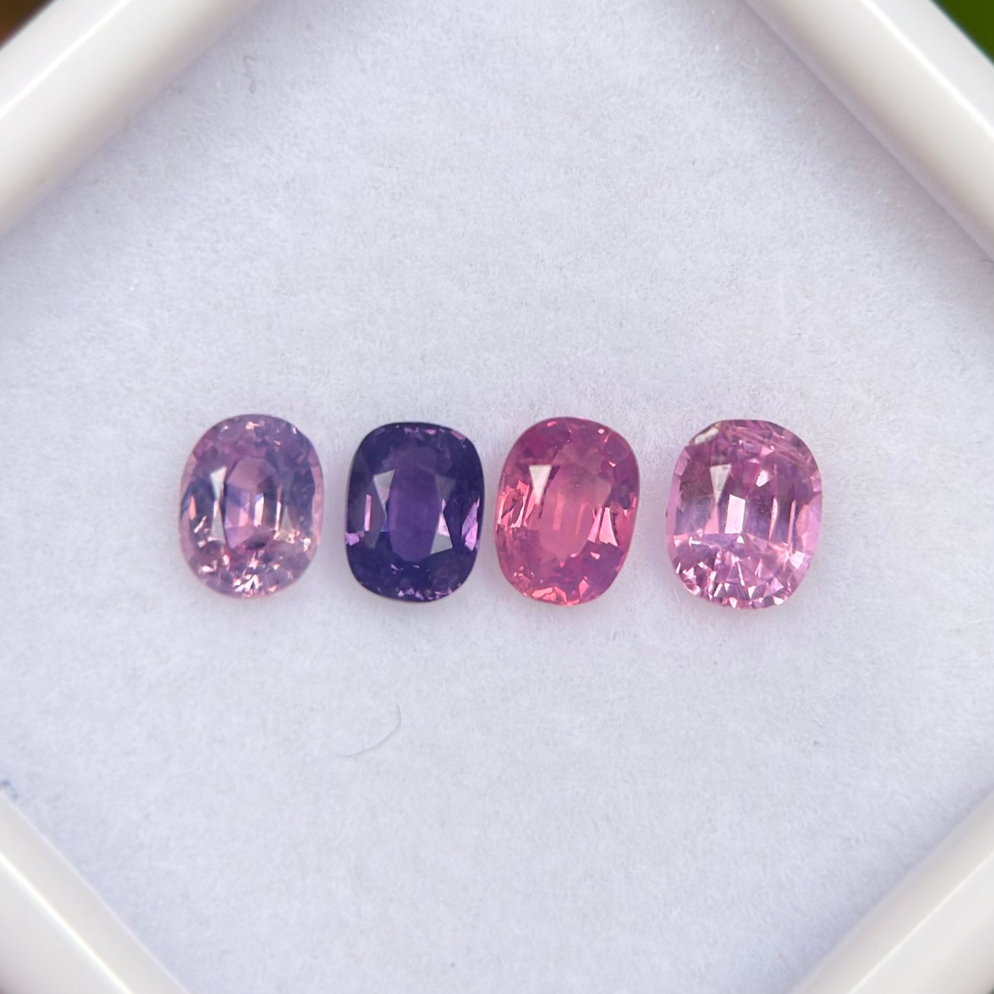 1.06ct/4Pcs Natural Mix Color Milky Sapphire Vietnam. Cushion Shape.