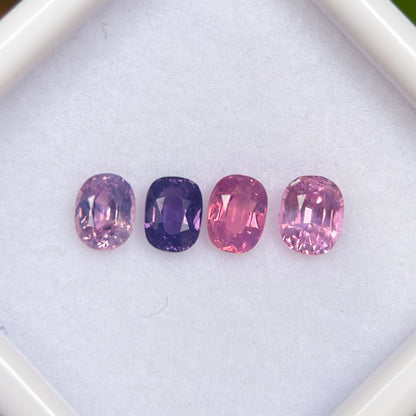 1.06ct/4Pcs Natural Mix Color Milky Sapphire Vietnam. Cushion Shape.