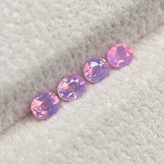 0.53ct / 4Pcs Natural Pink Milky Sapphire Viet Nam. Cushion Shape. No treatment.