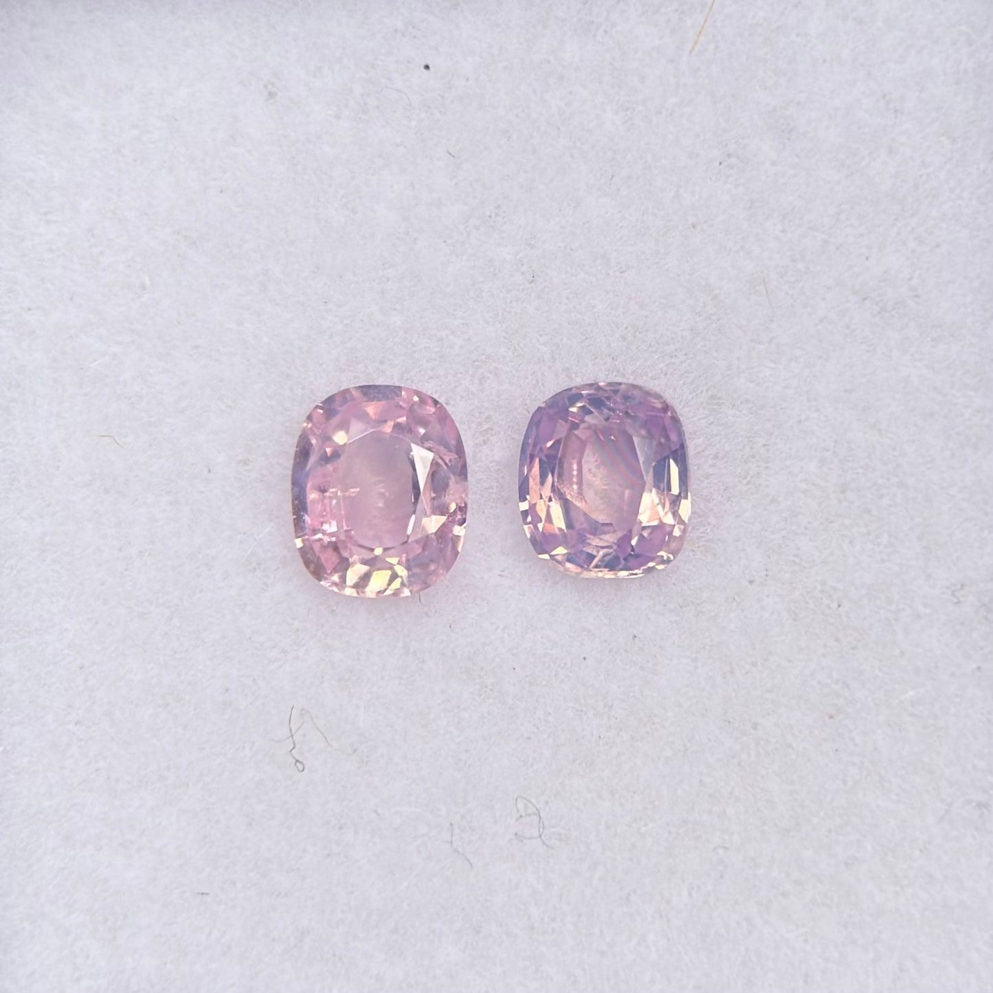 0.53ct/2Pcs Natural Pink Milky Sapphire Vietnam. Cushion Shape.