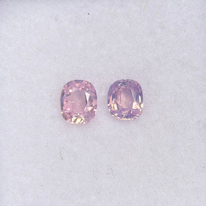 0.53ct/2Pcs Natural Pink Milky Sapphire Vietnam. Cushion Shape.