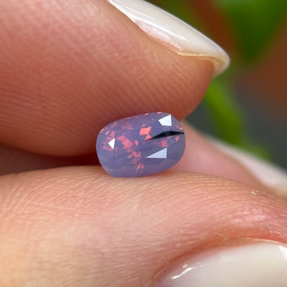 0.66 ct Natural Pinkish Purple Milky Sapphire Vietnam. Cushion Shape. No Treatment.