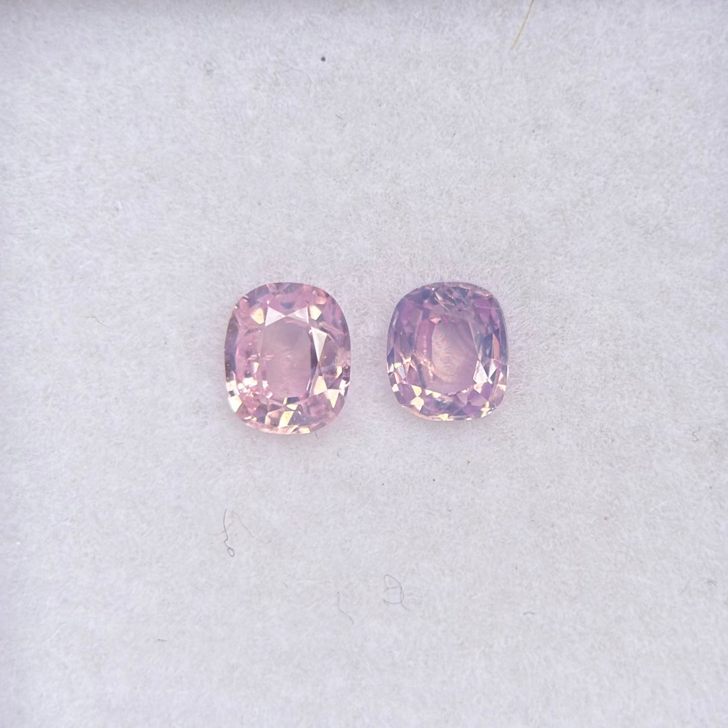 0.53ct/2Pcs Natural Pink Milky Sapphire Vietnam. Cushion Shape.