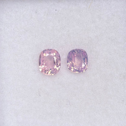 0.53ct/2Pcs Natural Pink Milky Sapphire Vietnam. Cushion Shape.