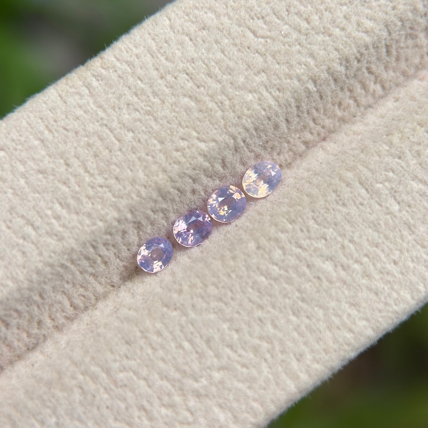 0.63ct / 4Pcs Natural Pinkish White Milky Sapphire Viet Nam. Cushion Shape. No treatment.