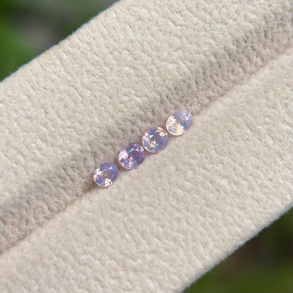 0.63ct / 4Pcs Natural Pinkish White Milky Sapphire Viet Nam. Cushion Shape. No treatment.