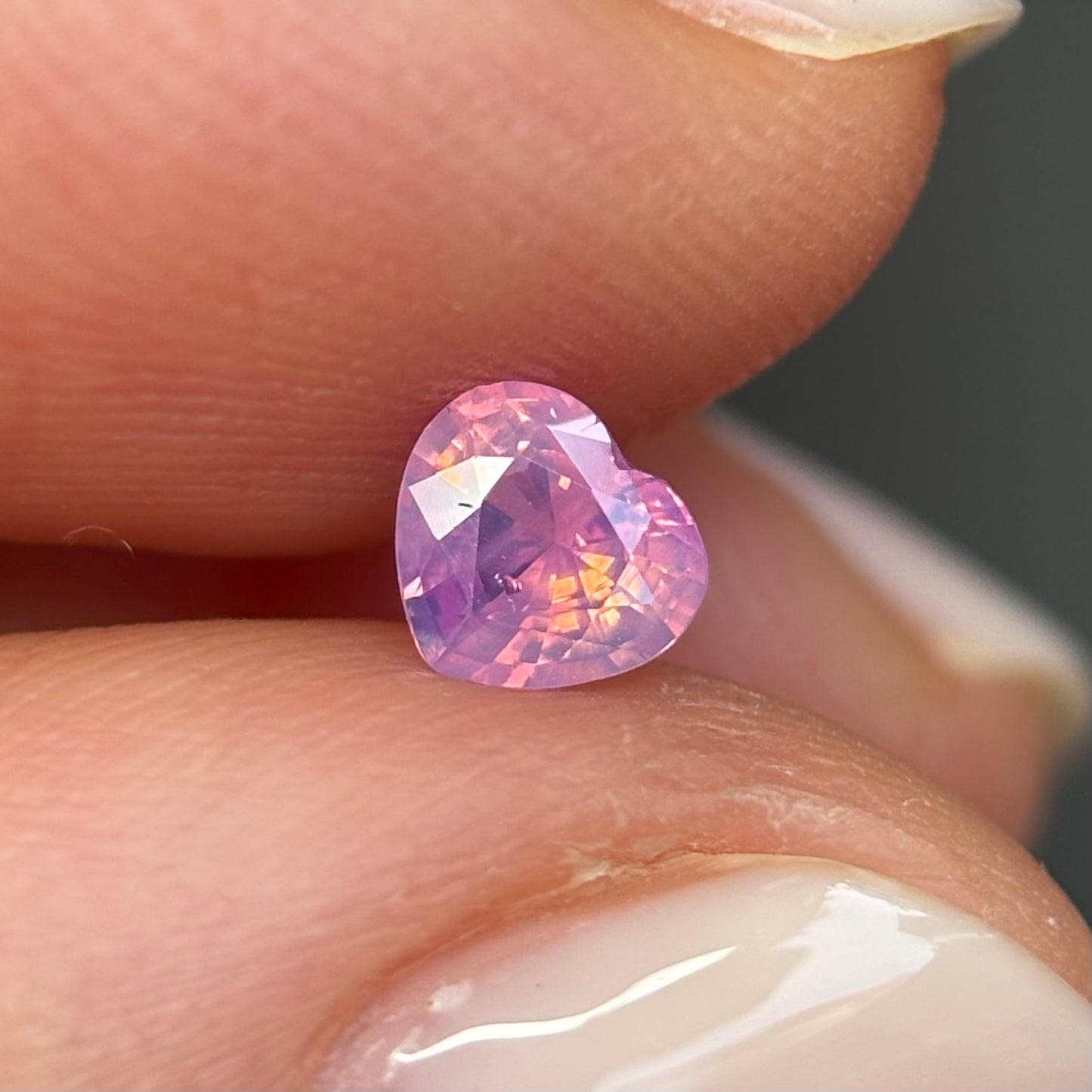 0.42 ct Natural Pink Milky Sapphire Vietnam. Heart Shape. No Treatment.