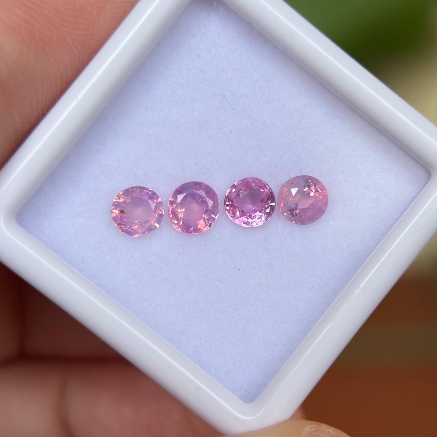 1.30/4Pcs ct Natural Pink  Milky Sapphire Viet Nam. Round Shape. No treatment.