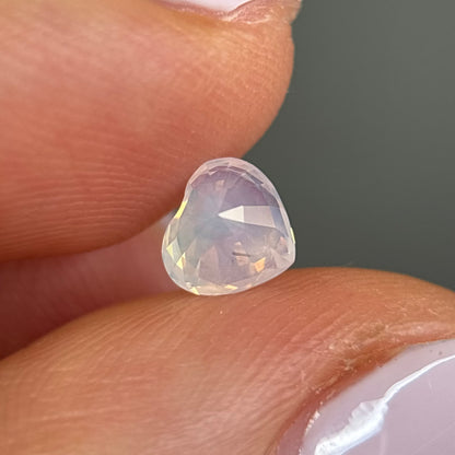 1.0ct Natural White Milky Sapphire Vietnam. Heart Shape. No Treatment.